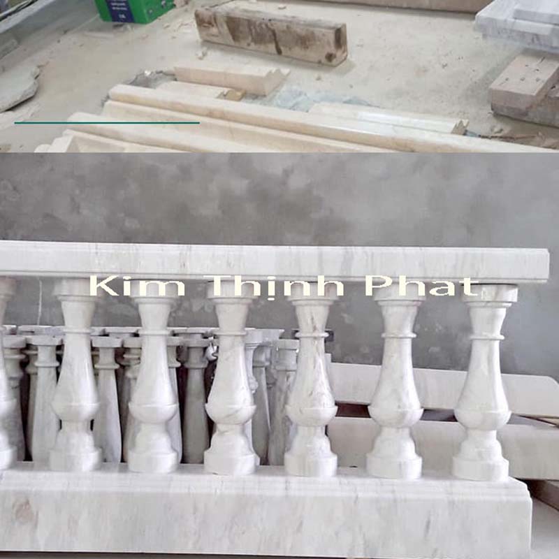 Con tiện đá hoa cương lan can granite trắng