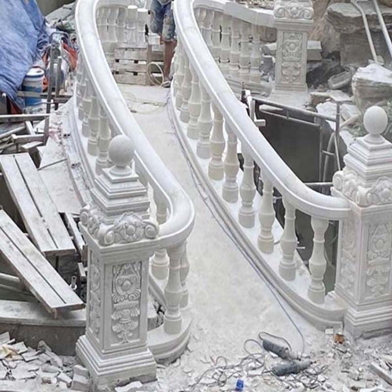 con tiện đá lan can granite trắng